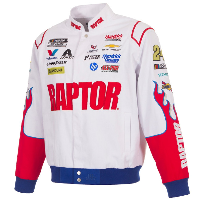 #24 William Byron - Nascar - Raptor Full-Snap Racing Jacke in weiss